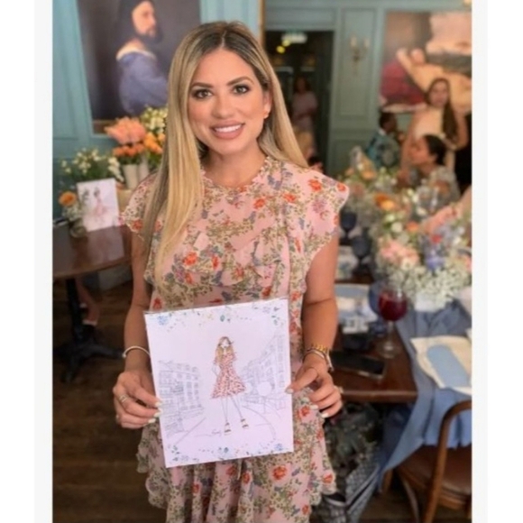 Marissa Webb Collective Floral Ruffle Tie mini Pink Dress in Pink Size Large - Picture 2 of 16